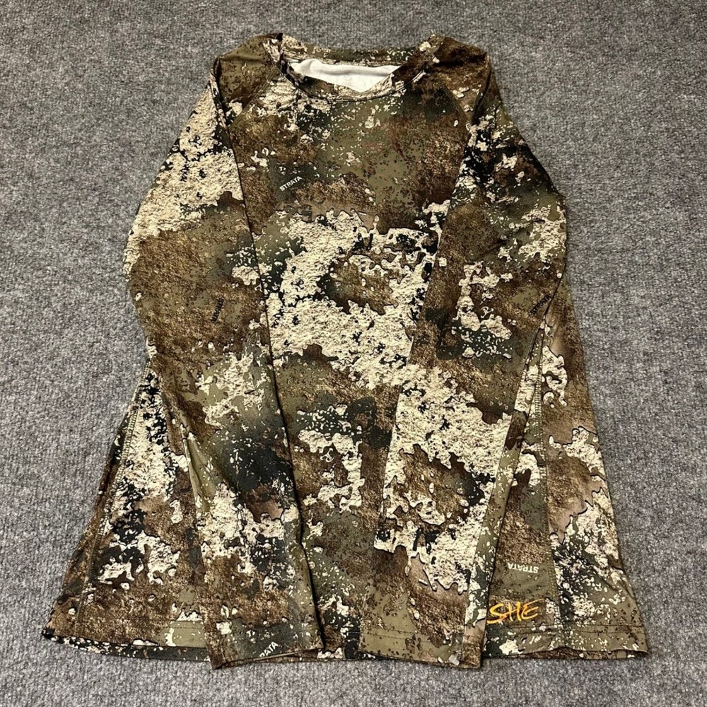 SHE Outdoor Shirt Womens Size M Strata Camo Long Sleeve Performance Hunting Tee